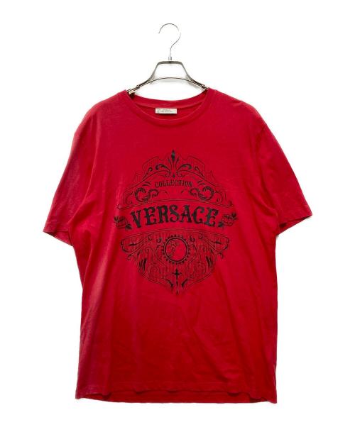 VERSACE COLLECTION（ヴェルサーチ コレクション）VERSACE COLLECTION (ヴェルサーチ コレクション) ロゴプリントカットソー レッド サイズ:Ｌの古着・服飾アイテム