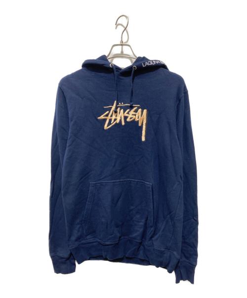 stussy（ステューシー）stussy (ステューシー) ロゴ刺繍パーカー ネイビー サイズ:Mの古着・服飾アイテム