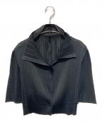 PLEATS PLEASEプリーツプリーズ）の古着「プリーツカーディガン」｜ブラック