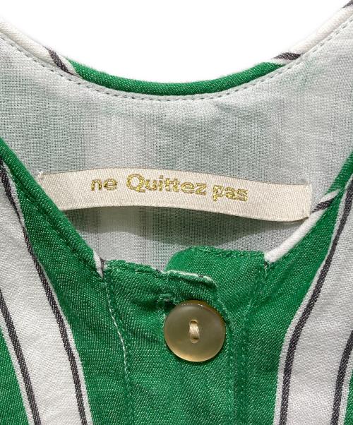 ne quittez pas（ヌキテパ）ne quittez pas (ヌキテパ) Cotton Voile Stripe Waist Gather Dress グリーン サイズ:Mの古着・服飾アイテム