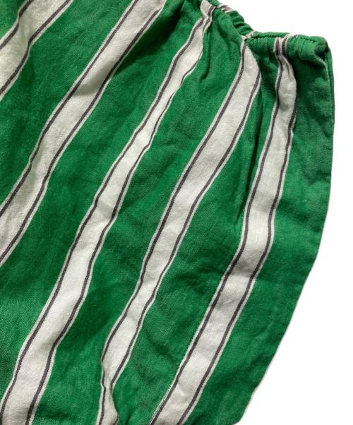 ne quittez pas（ヌキテパ）ne quittez pas (ヌキテパ) Cotton Voile Stripe Waist Gather Dress グリーン サイズ:Mの古着・服飾アイテム