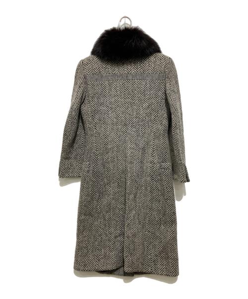 GIANNI VERSACE（ジャンニ・ヴェルサーチ）GIANNI VERSACE (ジャンニ・ヴェルサーチ) ツイードファー襟ロングコート ベージュ サイズ:40の古着・服飾アイテム
