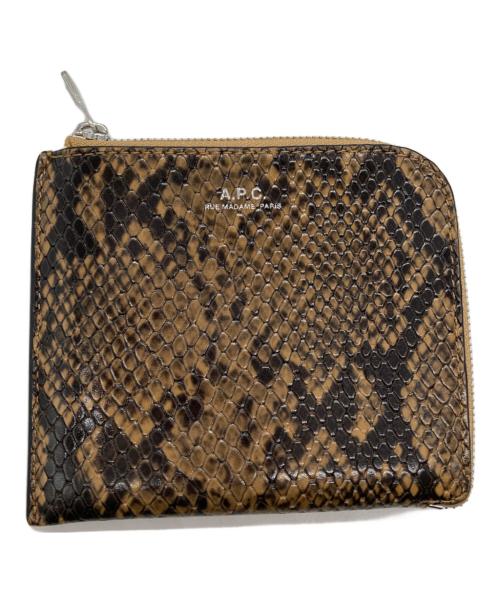 A.P.C.（アーペーセー）A.P.C. (アーペーセー) L-shaped zip python wallet ブラウン サイズ:OneSizeの古着・服飾アイテム