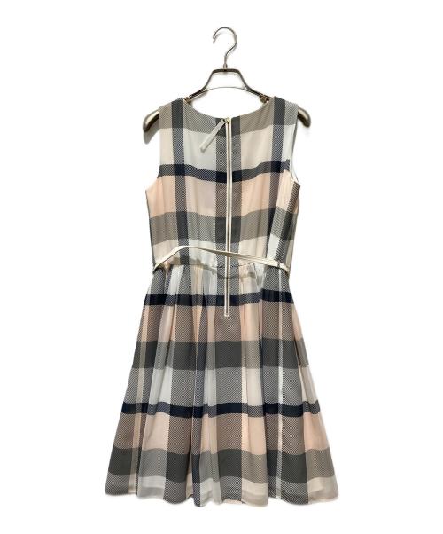 BLUE LABEL CRESTBRIDGE（ブルーレーベルクレストブリッジ）BLUE LABEL CRESTBRIDGE (ブルーレーベルクレストブリッジ) ベルト付きチェックワンピース ベージュ サイズ:40の古着・服飾アイテム
