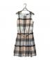 BLUE LABEL CRESTBRIDGE（ブルーレーベルクレストブリッジ）の古着「ベルト付きチェックワンピース」｜ベージュ
