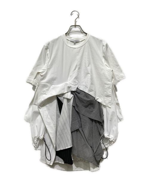 UN3D.（アンスリード）UN3D. (アンスリード) パターンミックスTシャツ ホワイト サイズ:38の古着・服飾アイテム