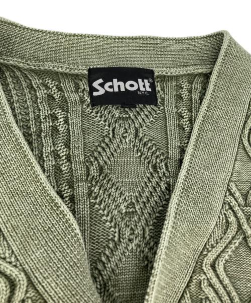 Schott（ショット）Schott (ショット) コットンカーディガン グリーン サイズ:2XLの古着・服飾アイテム
