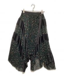 sacai（サカイ）の古着「シフォンロングプリーツスカート」｜グリーン