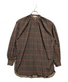 HYKE（ハイク）の古着「Plaid Gathered Blouse」｜ブラウン