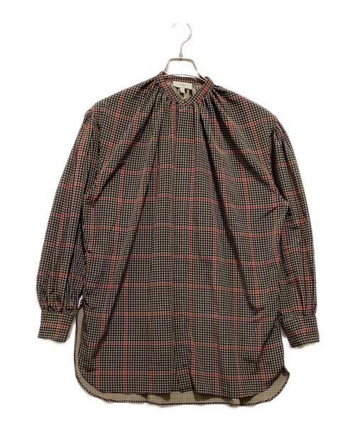 HYKE（ハイク）HYKE (ハイク) Plaid Gathered Blouse ブラウン サイズ:Ｓの古着・服飾アイテム