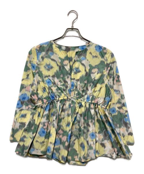 BALLSEY（ボールジィ）BALLSEY (ボールジィ) ブルードフラワージャカード キーネックブラウス イエロー サイズ:36の古着・服飾アイテム