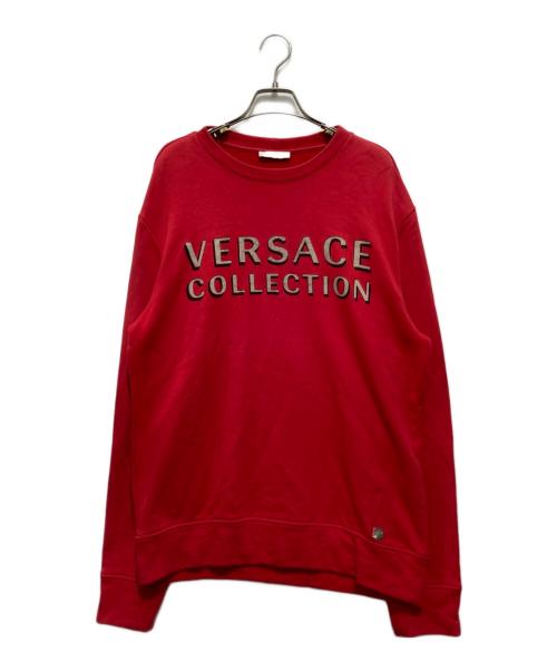 VERSACE COLLECTION（ヴェルサーチ コレクション）VERSACE COLLECTION (ヴェルサーチ コレクション) ロゴプリントスウェット レッド サイズ:Mの古着・服飾アイテム