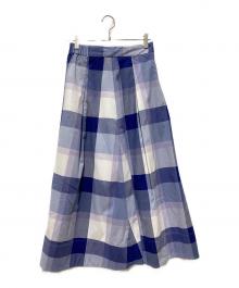 BLUE LABEL CRESTBRIDGE（ブルーレーベルクレストブリッジ）の古着「チェックロングスカート」｜ブルー