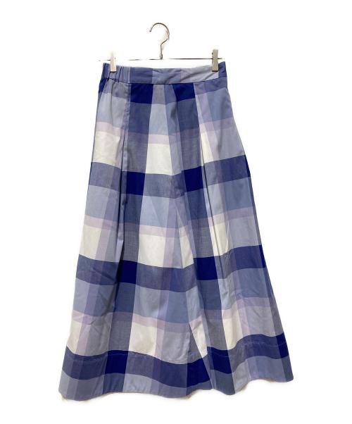 BLUE LABEL CRESTBRIDGE（ブルーレーベルクレストブリッジ）BLUE LABEL CRESTBRIDGE (ブルーレーベルクレストブリッジ) チェックロングスカート ブルー サイズ:38の古着・服飾アイテム