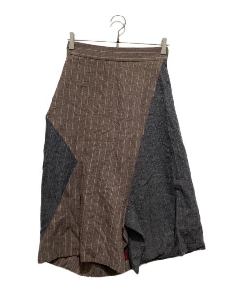 Vivienne Westwood RED LABEL（ヴィヴィアンウエストウッドレッドレーベル）Vivienne Westwood RED LABEL (ヴィヴィアンウエストウッドレッドレーベル) 切替ヘリンボーンスカート ブラウン×グレー サイズ:40の古着・服飾アイテム