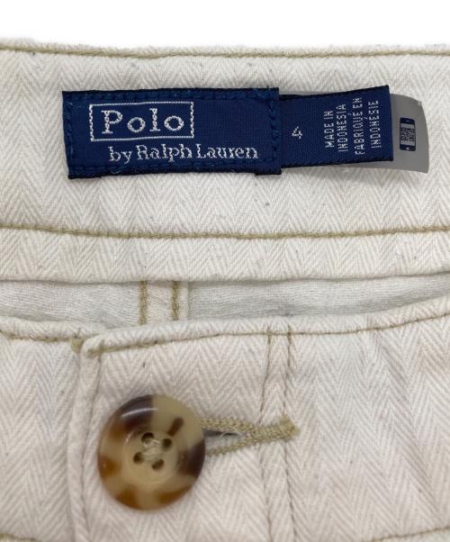 POLO RALPH LAUREN（ポロ・ラルフローレン）POLO RALPH LAUREN (ポロ・ラルフローレン) ヘリンボーンワイドジョガーパンツ アイボリー サイズ:4の古着・服飾アイテム