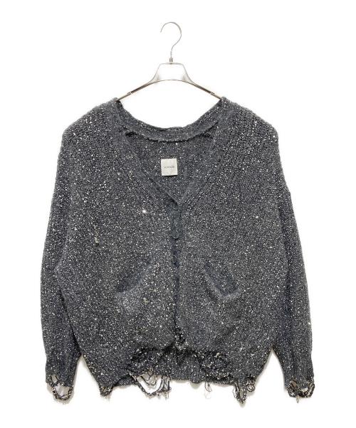 NOUNLESS（ナウンレス）NOUNLESS (ナウンレス) ラメオーバーサイズカーディガン グレー サイズ:2の古着・服飾アイテム