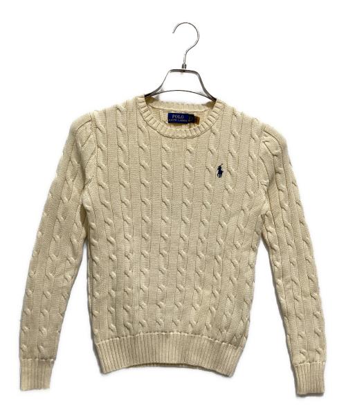 POLO RALPH LAUREN（ポロ・ラルフローレン）POLO RALPH LAUREN (ポロ・ラルフローレン) ポニー刺繍ケーブルニット ベージュ サイズ:XS 未使用品の古着・服飾アイテム