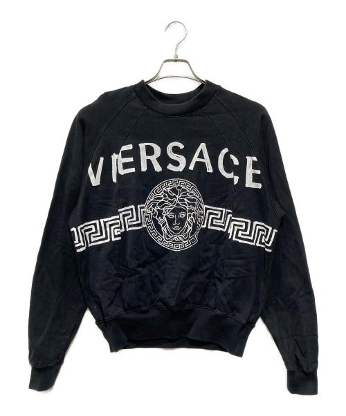 VERSACE（ヴェルサーチ）VERSACE (ヴェルサーチ) ロゴプリントスウェット ブラック サイズ:XSの古着・服飾アイテム