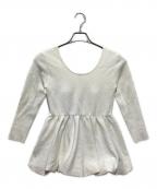 L'AUBE BLANCローブ ブラン）の古着「Balloon peplum Knit tops」｜ホワイト