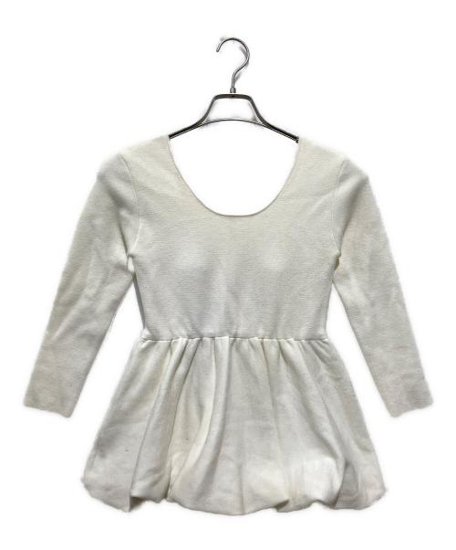 L'AUBE BLANC（ローブ ブラン）L'AUBE BLANC (ローブ ブラン) Balloon peplum Knit tops ホワイト サイズ:FREEの古着・服飾アイテム
