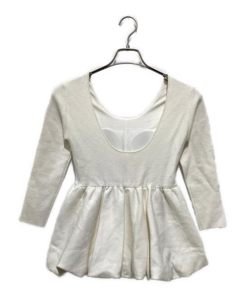 L'AUBE BLANC（ローブ ブラン）L'AUBE BLANC (ローブ ブラン) Balloon peplum Knit tops ホワイト サイズ:FREEの古着・服飾アイテム