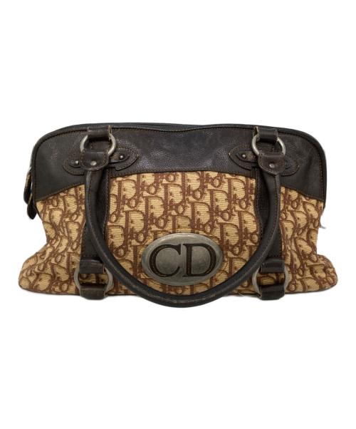 Christian Dior（クリスチャン ディオール）Christian Dior (クリスチャン ディオール) CDロゴプレートオールド トロッター ショルダーバッグ ベージュ×ブラウンの古着・服飾アイテム