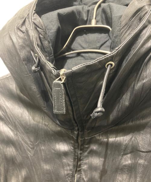EMPORIO ARMANI（エンポリオ アルマーニ）EMPORIO ARMANI (エンポリオ アルマーニ) ラムレザーフーデッドジャケット ブラック サイズ:48の古着・服飾アイテム