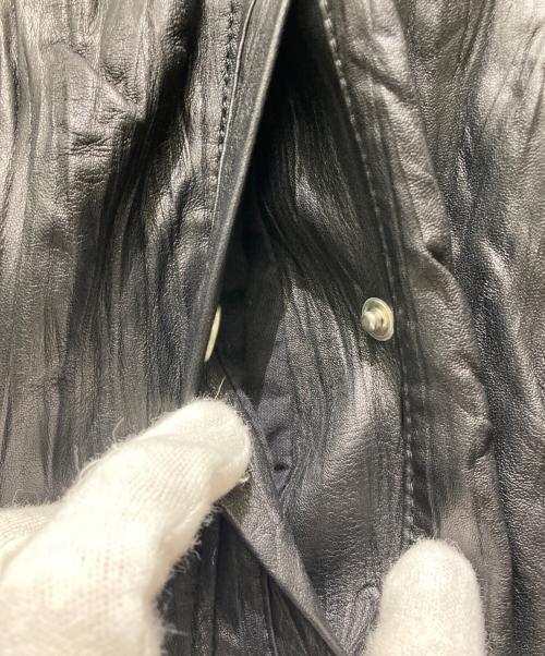 EMPORIO ARMANI（エンポリオ アルマーニ）EMPORIO ARMANI (エンポリオ アルマーニ) ラムレザーフーデッドジャケット ブラック サイズ:48の古着・服飾アイテム
