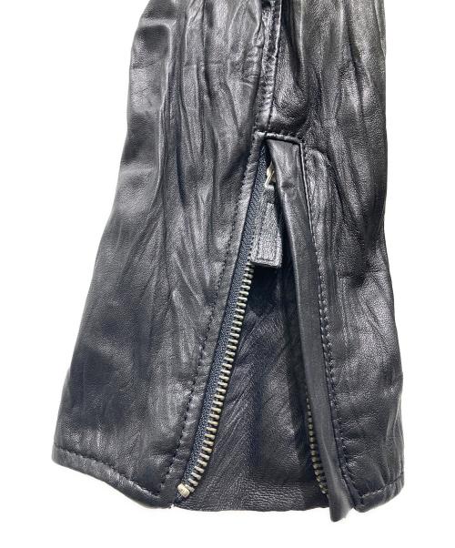EMPORIO ARMANI（エンポリオ アルマーニ）EMPORIO ARMANI (エンポリオ アルマーニ) ラムレザーフーデッドジャケット ブラック サイズ:48の古着・服飾アイテム