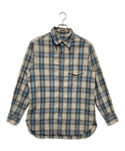 URU（ウル）URU (ウル) コットンミックスチェックシャツ ブルー×グレー サイズ:Mの古着・服飾アイテム