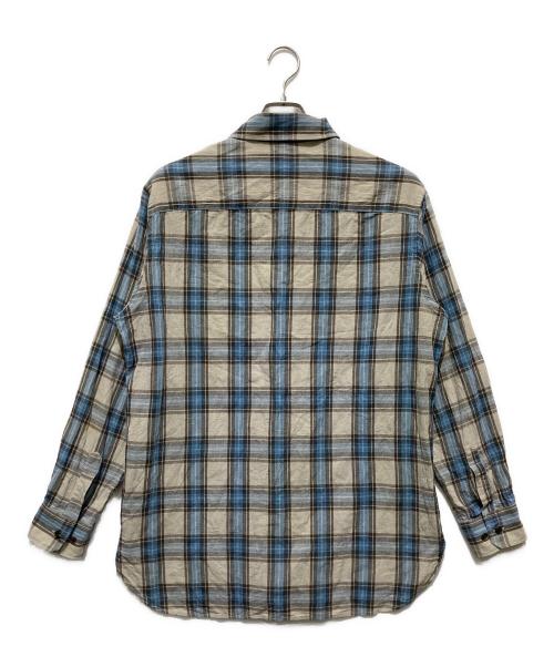 URU（ウル）URU (ウル) コットンミックスチェックシャツ ブルー×グレー サイズ:Mの古着・服飾アイテム