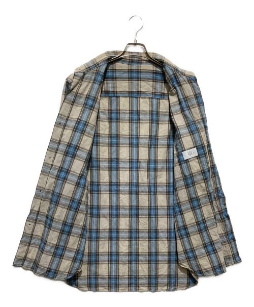 URU（ウル）URU (ウル) コットンミックスチェックシャツ ブルー×グレー サイズ:Mの古着・服飾アイテム