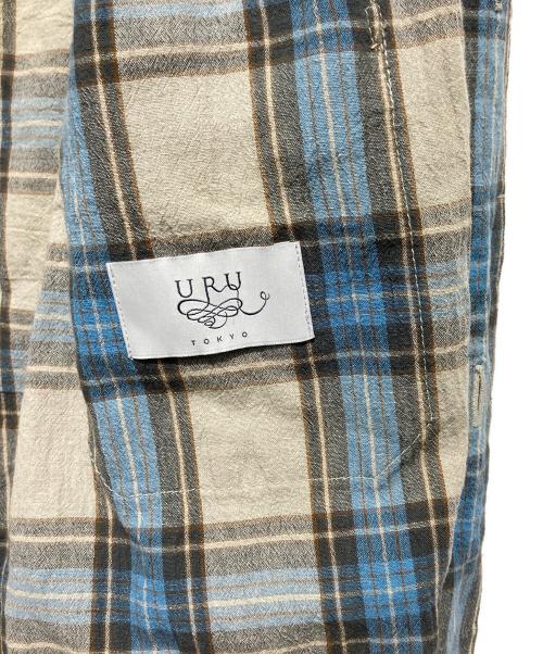 URU（ウル）URU (ウル) コットンミックスチェックシャツ ブルー×グレー サイズ:Mの古着・服飾アイテム