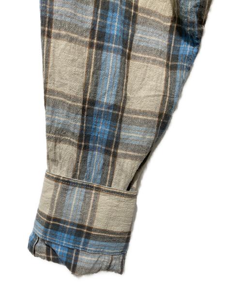 URU（ウル）URU (ウル) コットンミックスチェックシャツ ブルー×グレー サイズ:Mの古着・服飾アイテム
