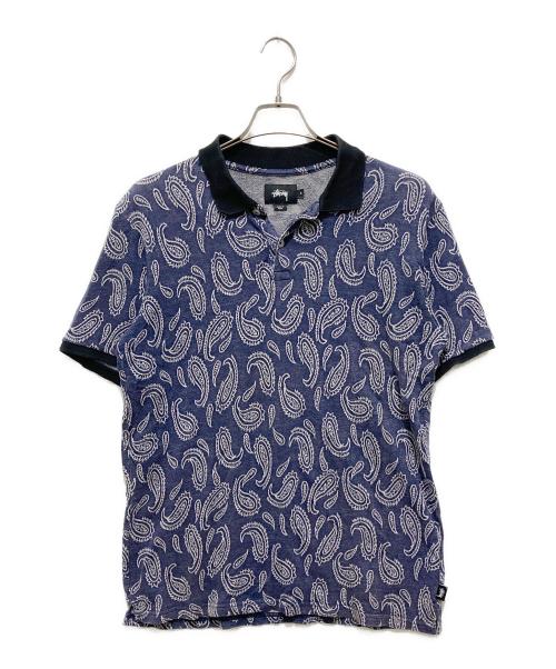 stussy（ステューシー）stussy (ステューシー) ペイズリー柄ポロシャツ ネイビー サイズ:Ｓの古着・服飾アイテム