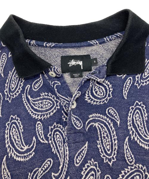 stussy（ステューシー）stussy (ステューシー) ペイズリー柄ポロシャツ ネイビー サイズ:Ｓの古着・服飾アイテム