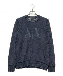 ARMANI EXCHANGE（アルマーニ エクスチェンジ）の古着「ロゴデザインクルーネックニット」｜ネイビー