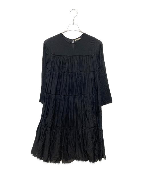 ne quittez pas（ヌキテパ）ne quittez pas (ヌキテパ) コットンボイルパネルロングスリーブワンピース ブラック サイズ:FREEの古着・服飾アイテム