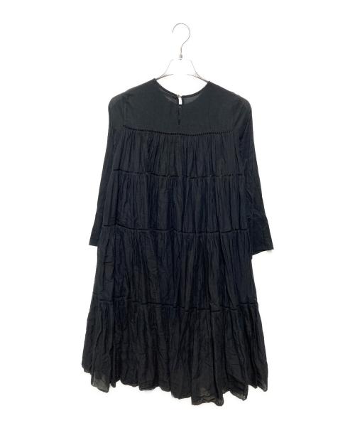 ne quittez pas（ヌキテパ）ne quittez pas (ヌキテパ) コットンボイルパネルロングスリーブワンピース ブラック サイズ:FREEの古着・服飾アイテム