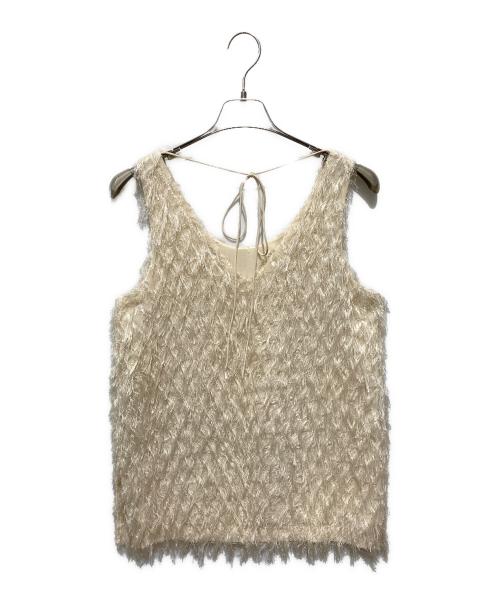 CLANE（クラネ）CLANE (クラネ) ダブルフェイスクロスフリンジトップス ベージュ サイズ:2の古着・服飾アイテム