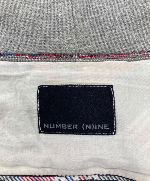 NUMBER (N)INE（ナンバーナイン）NUMBER (N)INE (ナンバーナイン) フード付 ネルシャツ ネイビー×レッド サイズ:2の古着・服飾アイテム