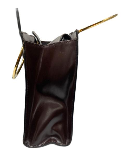 CELINE（セリーヌ）CELINE (セリーヌ) メタルハンドルレザーハンドバッグ ブラウンの古着・服飾アイテム