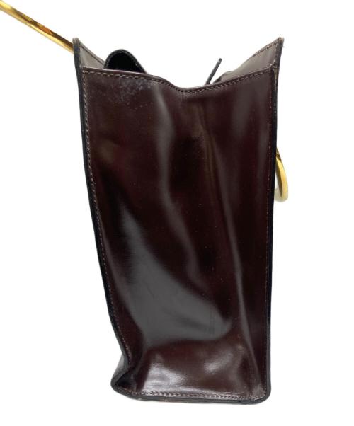 CELINE（セリーヌ）CELINE (セリーヌ) メタルハンドルレザーハンドバッグ ブラウンの古着・服飾アイテム