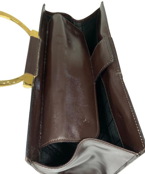 CELINE（セリーヌ）CELINE (セリーヌ) メタルハンドルレザーハンドバッグ ブラウンの古着・服飾アイテム