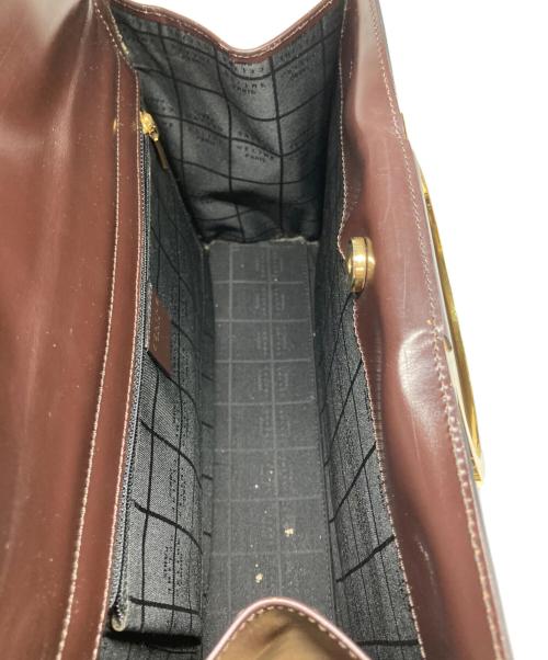 CELINE（セリーヌ）CELINE (セリーヌ) メタルハンドルレザーハンドバッグ ブラウンの古着・服飾アイテム