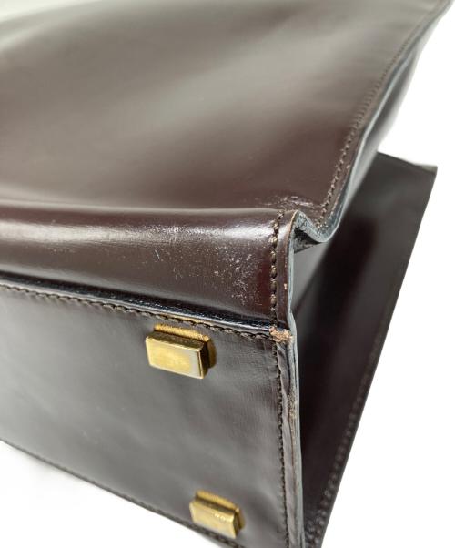 CELINE（セリーヌ）CELINE (セリーヌ) メタルハンドルレザーハンドバッグ ブラウンの古着・服飾アイテム