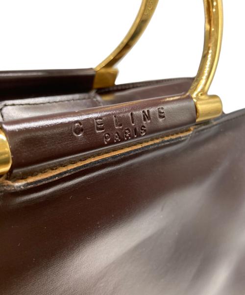 CELINE（セリーヌ）CELINE (セリーヌ) メタルハンドルレザーハンドバッグ ブラウンの古着・服飾アイテム