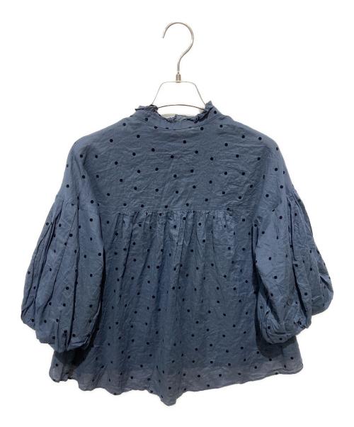 DRESSTERIOR（ドレステリア）DRESSTERIOR (ドレステリア) フリルカラー＆パフスリーブドットブラウス パープル サイズ:36の古着・服飾アイテム