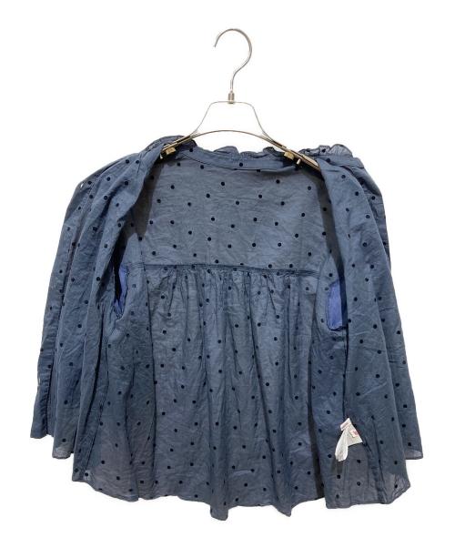 DRESSTERIOR（ドレステリア）DRESSTERIOR (ドレステリア) フリルカラー＆パフスリーブドットブラウス パープル サイズ:36の古着・服飾アイテム